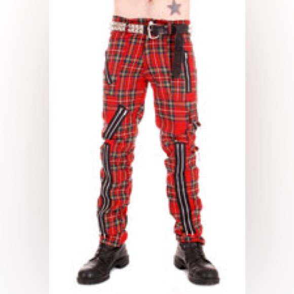 Tiger of London Other - Tiger of London sz 32x32 red tartan wooly plaid bondage zip pants.